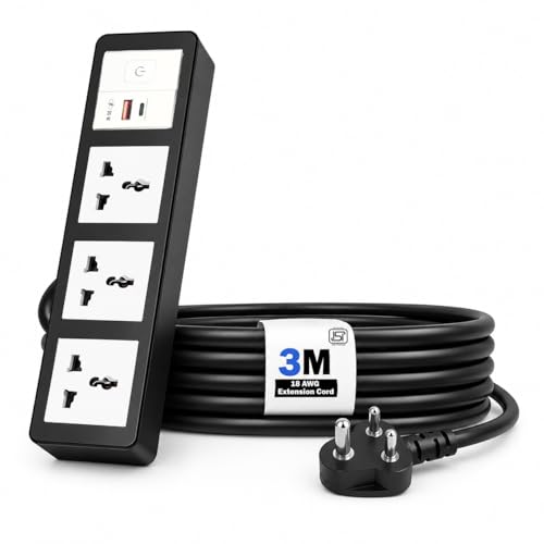 Image of MX 35W Extension Board PD GaN Charger Super Fast Charging 1 USB-A + C, 3 Universal 6 /13A AC Sockets (4000W) Multiport Desktop Power Strip for iPhone Android Laptop Tablet Charging Station 3M Cable