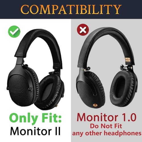 Image of SOULWIT Cooling Gel Replacement Ear Pads Cushions for Marshall Monitor2 /MonitorII Over-Ear Headphones (Do Not Fit Monitor), Earpads with Noise Isolation Foam - Black