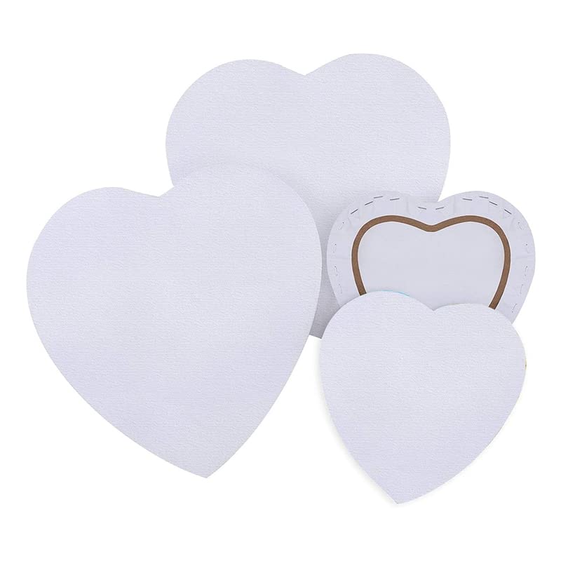 4pcs Artista a forma di cuore Pannelli di pannelli in tela, pannelli in tela in blank inneppato in cotone per studenti Artista 667