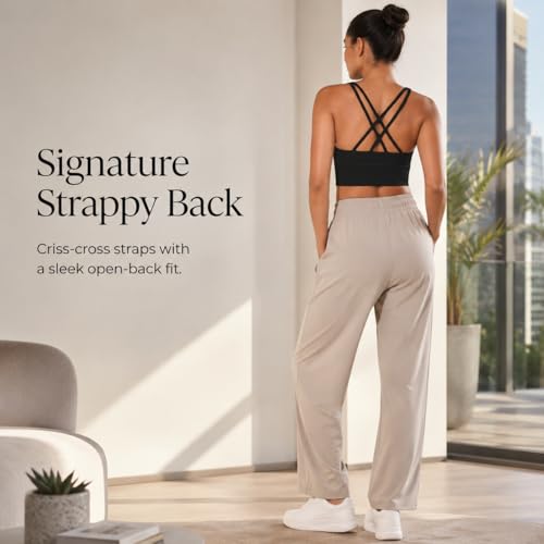 Image of Sunzel Sunzfly Sports Bra for Women, Scoop Neck Crisscross Back Padded Low Impact Bras Tops for Workout Yoga Gym