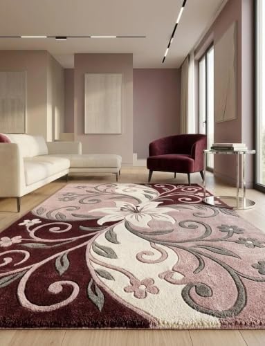 Image of Hand Tufted Premium Wool Floral Vine Design Carpet, Traditional Botanical Pattern Carpet for Living Room, Bedroom, Office & Home Decor Size 12x18 Feet