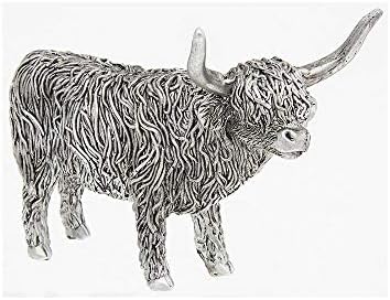 Silver Highland Coo Standing Ornament