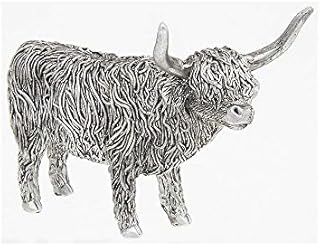 Silver Highland Coo Standing Ornament