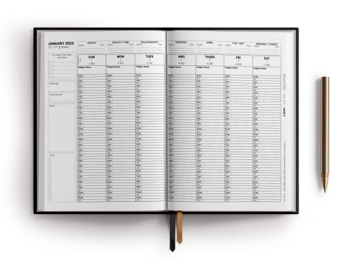 2023 Daily Planner- Hardcover 2023 Planner Weekly And Monthly To Keep Track Of Your Goals, Vision, Dreams, Success- The Yanshi Planner- Productivity Planner For Men, Women- Life Organizer Planner (Black With Gold Lines) #TOP4
