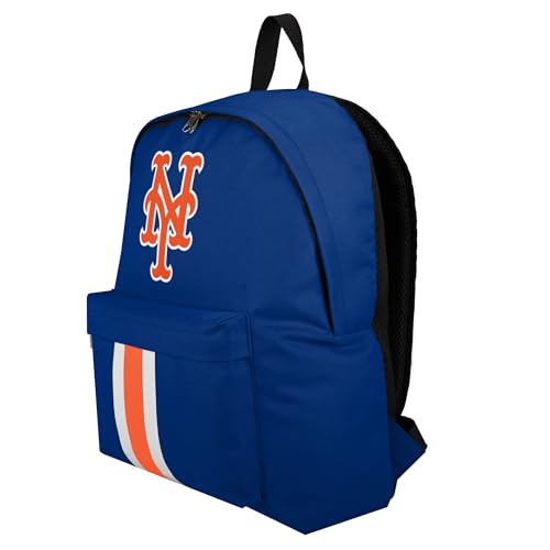 FOCO MLB Officially Licensed Team Color Primary Logo Solid Stripe Baseball School Bag Travel Backpack - New York Mets - Blue by FOCO - Used condition - Image 2