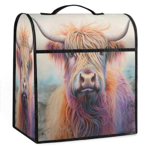 Coffee Maker Cover Highland Cow Animal Kitchen Appliance Covers Small Appliance Covers Blender Cover Juicer Cover Dust Covers for Kitchen Appliances with Top Handle and Pockets,Washable,C928