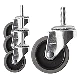 DELIVeR 2 Inch, Swivel Caster Wheels, Set of 4, 80 Lbs Per Caster, for Desk Chair, Office Chair, Stem Casters, Replacement Rubber Caster Wheels, Metal Threaded Stem 3/8”-16 x 1”