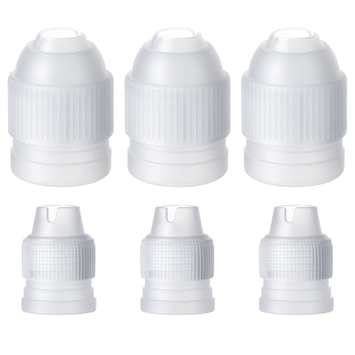 6 Pieces Couplers for Piping Bags Two Different Sizes Plastic Couplers of Large Size Cake Decorating Coupler White Pastry Bag Coupler for Piping Bags, Icing Nozzles