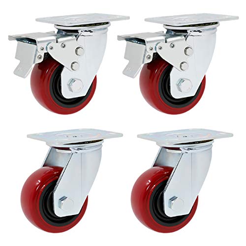 Ruedas Giratorias, Ruedas Para Muebles Industriale Heavy Duty Swivel Castor Wheels Polyurethane Pack Of 4 100-200mm Brake Universal,125mm Ruedas Giratorias, Ruedas Para Muebles Industriale Heavy Duty Swivel Castor Wheels Polyurethane Pack Of 4 100-200mm Brake Universal,125mm