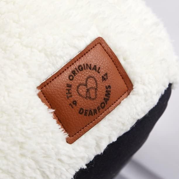 Miniatura 9 de Dearfoams White and Navy Lil Bear - Puf de felpa Sherpa con orejas novedosas, tamaño grande