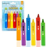 6 Bath Crayons | Mess Free Shower & Bath Toy | Washable Educational Art Crayons, Develop Imagination and Creativity | Easy to Wipe Clean | Draws on Bathtub, Tiles, Porcelain | Make Bath Time Fun