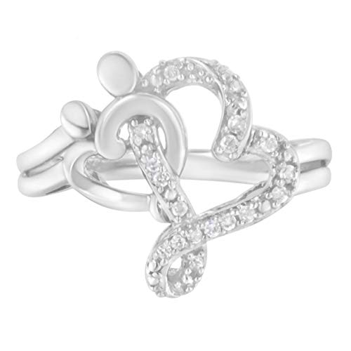 Haus of Brilliance .925 Sterling Silver Diamond Heart and Music Note Ring (1/10 Cttw, H-I Color, I3 Clarity) - Size 7