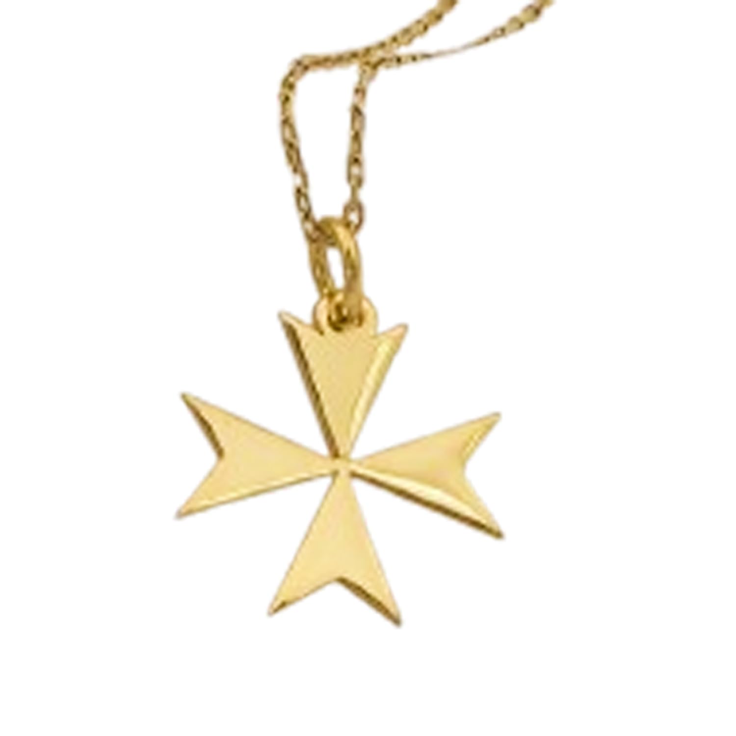 Collana in argento sterling 925 24x24 mm | catena da 18 pollici | croce maltese - grazioso ciondolo cavaliere di Malta, piccolo gioiello | gioielli fatti a mano con placcatura in oro | WW_PNK_01777