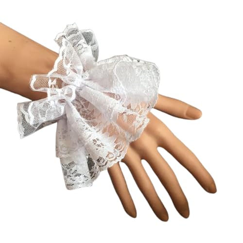 Lolita Lace Gloves White Hand Sleeve Lace Elastic Cuffs for Women Girls Halloween Cosplay Masquerade Party Accessories 1 Pair