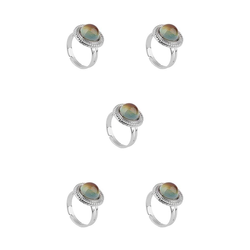 vreplrse 5 Set of Mood Rings Changeable Color Fashion Finger Accessories Costume Props Multiple Shapes Christmas Party Favors Gift straw hat, straw hat 5Set