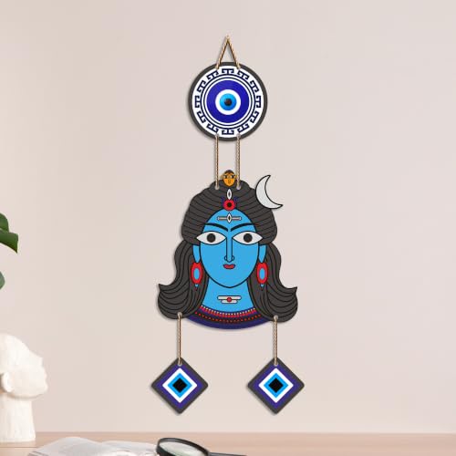 Image of Artvibes Shiva Face Evil Eye Wall Hanging for Home Temple & Entrance | Spiritual MDF Wall Decor | Vastu Wall Art for Living Room | Office | Bedroom & Main Door | Gift Item (WH 8590N)