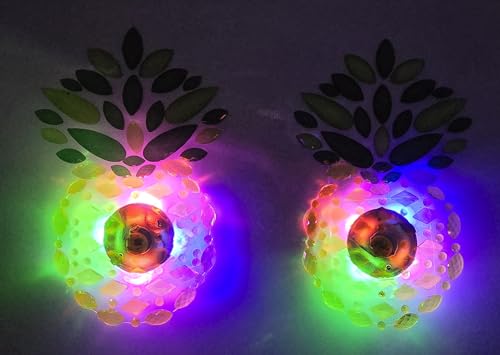 LED Pineapple Pasties Light Up Reusable W/Bright Colors Pink, Purple, Blue & Green - Multiple Uses - Rhinestone Pasties, Glow, Pasties Nipple Covers Sexy3