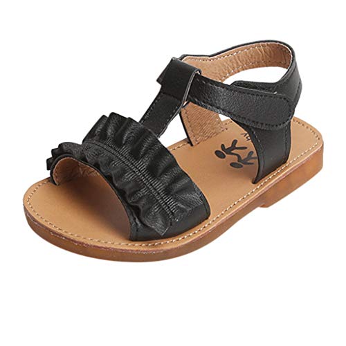 Kids Girl's Summer Sandal - Summer Solid Flower Outdoor Sport Casual Sandals(Toddler/Little Kid) (Black, 18-24Months)