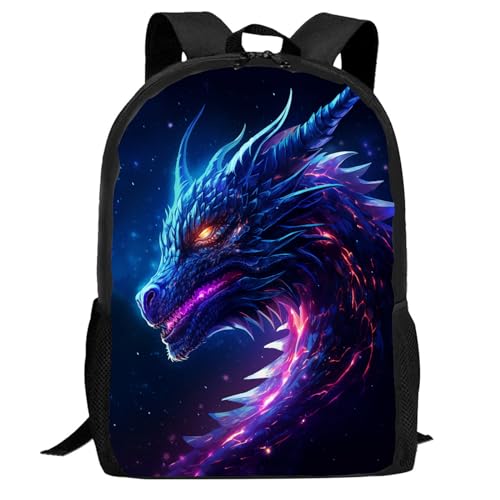 FREE LION Mochila infantil com dragão roxo para meninos e meninas, mochila escolar de grande capacidade, para escola e viagem, 43 cm