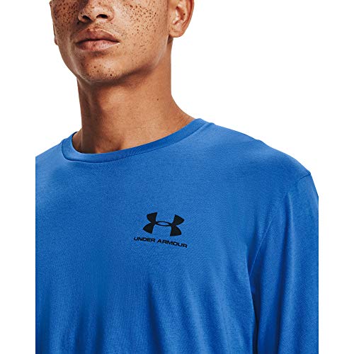 Image of Under Armour Sportstyle Left Chest Short Sleeve T-Shirt, Brilliant Blue (787) /Black, X-Small