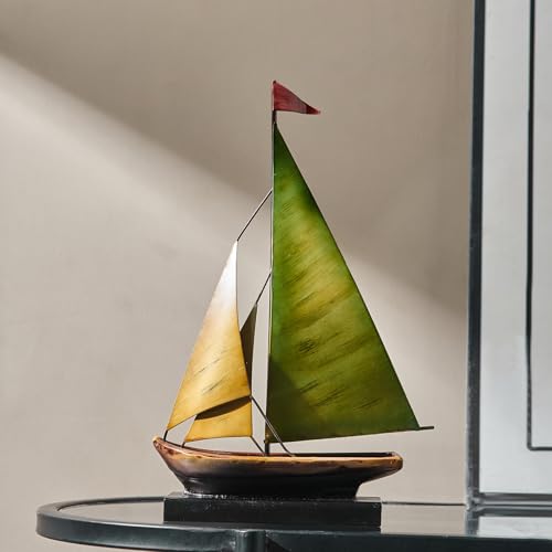 Figura Decorativa de Barco de Metal Artesanal 11" miniatura 2
