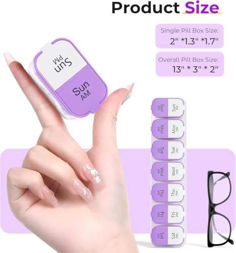 Image of Odaro Extra Large Weekly Pill Organizer, XL Pill Box 7 Day Am Pm, Jumbo Medicine Organizer 2 Times A Day to Hold Daily Medicine Vitamin and Supplements - Purple
