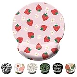 Cute Mouse Pad Wrist Support,Ergonomic Mouse Pad with Wrist Rest,Comfortable Mousepad with Smooth Wrist Rest,Pain Relief Mouse Pads for Non-Slip Base,Computer,Laptop,Office & Home (Kawaii Strawberry)