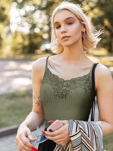 Geyoga 8 Pack Womens Y2k Crop Tops Fairy Grunge Clothes Lace Patchwork Tops V Neck Cami Ribbed Knitted Tank for Women2