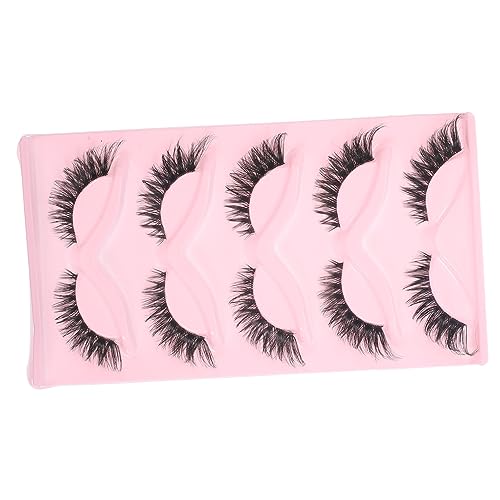FONDOTIN Faux Cils En Bande 5 Paires Yeux De Biche Effet Naturel Allongé Usage Quotidien Maquillage Fête