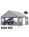 Fanpat 20x20ft Heavy Duty Carport, Waterproof & UV Protected Carport with Reinforced Steel Frame, All-Weather Outdoor Shelter for Cars, Trucks, Vans, RVs, and Workshops