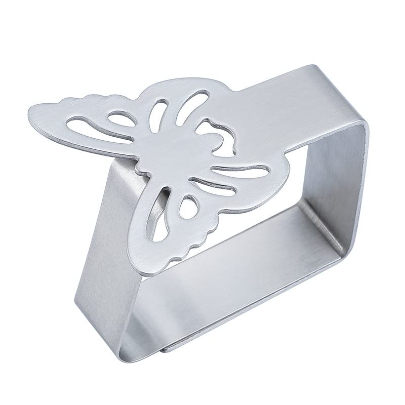 Klipsy do obrusów, Wielokolorowy zestaw 4 klipsów do obrusów w kształcie liści ze stali nierdzewnej(D Butterfly 4pcs)