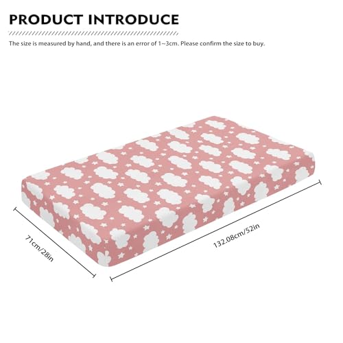 Image of Clouds Baby Crib Sheets for Boys Girls Pink Fitted Crib Sheet for Standard Crib and Toddler Mattress Cute Cloud Baby Mattress Sheets Toddler Bed Sheet 52x28x8 in