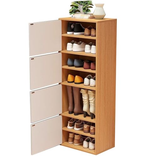 Mueble zapatero estrecho para botas de tacón con organizador vertical de madera resistente