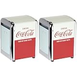 Tablecraft CC381 Coca-Cola Napkin Dispenser, Half, Red, Stainless Steel (Pack of 2)