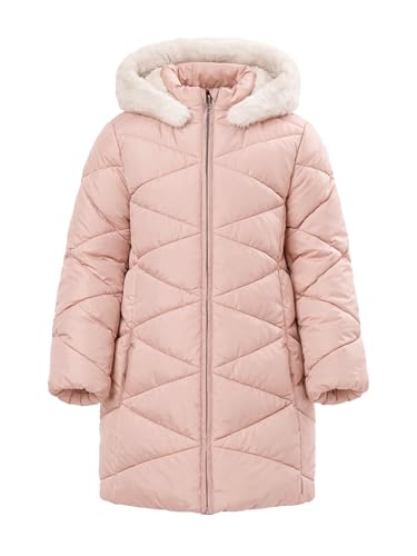 Image of SOLOCOTE Girls Winter Puffer Coat with Faux Fur Hood Sherpa Lined Parka Water-Resistant Windproof Quilted Jacket