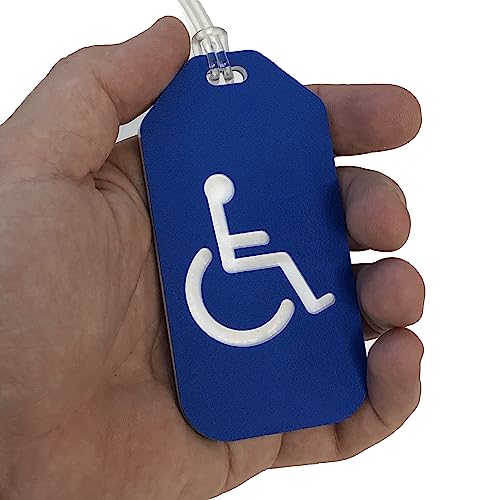 Handicap Luggage Tag, 2" x 4" solid plastic durable wheelchair sign for travel, handicapped equipment, instrument labeling