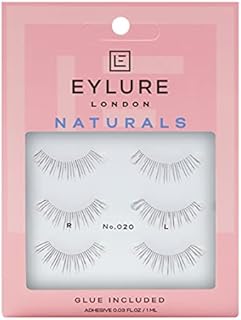 Eylure Naturals False Eyelashes Multipack, Style No. 020 Black , Reusable, Adhesive Included, 3 Pair