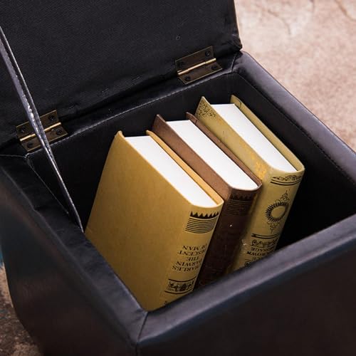 Boîte de rangement et pouf carré en cuir pour petits espaces - 4