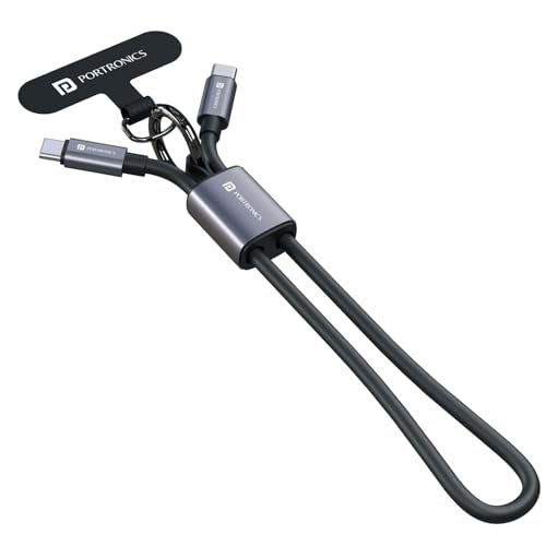 Image of Portronics 60W Velin Type C to Type C Fast Charging Cable With Cable Organizer Strap & Keychain, 480Mbps Data Sync, Rapid Charging, Premium Silicone Build, Compatible With Laptops, Smartphones (Black)