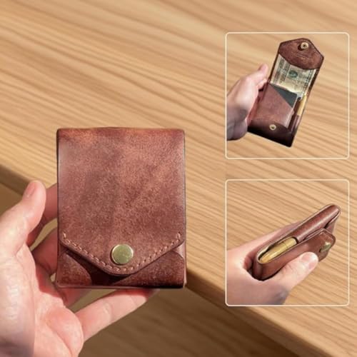 Handcrafted Vintage Leather Wallet with Cash & Business Card Slots, Integrated Pen Pouch, Compact & Fashionable for Men/Women, Brown3
