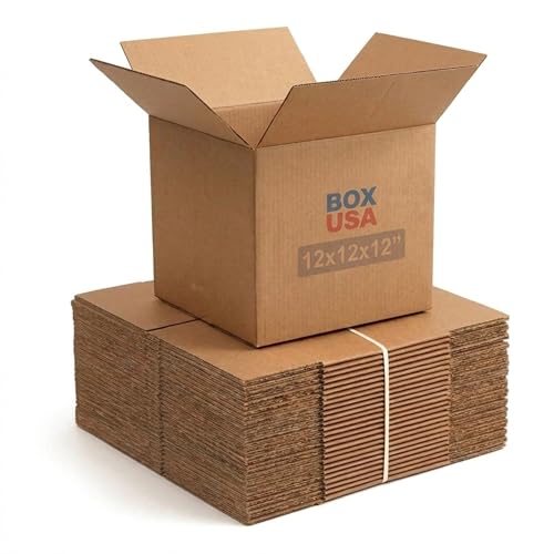 BOX USA Cube Shipping Boxes 12"L x 12"W x 12"H (25-Pack) - Corrugated Cardboard Box for Moving, Mailing, Packing, Packaging and Storage