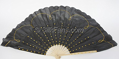 Vietnamese Dance Fans - Large Size 36" x 19" SJ105 (Black)