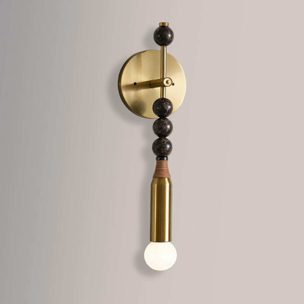 SSBHDM Medieval Modern Style Wall Light, E26 Light Source Marble Wall Sconce, Metal Hardwired Indoor Wall Lamp, Living Room Balcony Corridor Decoration Lighting Fixtures