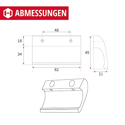 Gedotec Balkontürgriff außen Aluminium [Made in EU] Stabiler Balkontür Griff mit Schrauben I Griff Balkontür außen in Grau I Terassentürgriff außen mit einer Länge von 82mm I Türgriff Balkontür außen