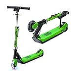 Xootz Kids' Elements Electric Foldable Scooter, LED Light Up Wheel and Collapsible Handlebars, Age 6+, Green
