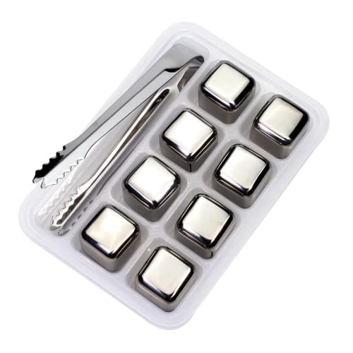 ONLYTANG Kit C/ 8 Unidades Cubo De Gelo Artificial Em Aço Inox