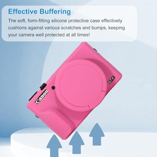 Funda para cámara Canon G7X Mark III de silicona rosa miniatura 6