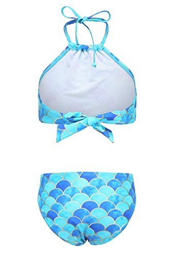 Image of HowJoJo Girls Two Piece Tankini Swimsuit Green Floral Bathing Suit Swimwear