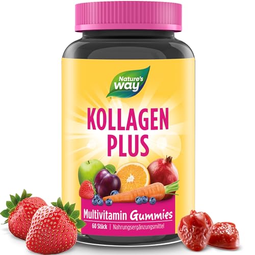 Kollagen Gummibärchen mit Biotin - 300 mg Kollagen Peptide & 2500 μg Biotin Vitamin Gummies für Haut Haare Nägel + Vitamin A Vitamin C & E - 60 Stk