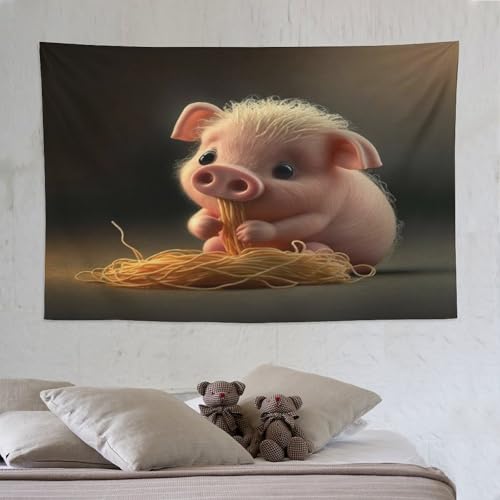 Tapisserie cochon mignon déco chambre grand tissu mural 150x230cm